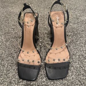 Stylish Black Studded Women's Heels
